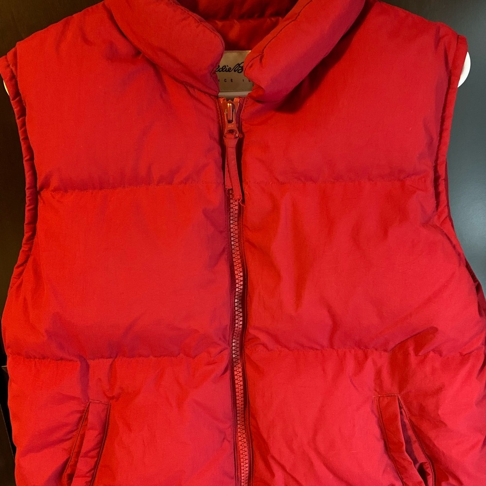 Eddie Bauer, Goose down puffer vest. Red